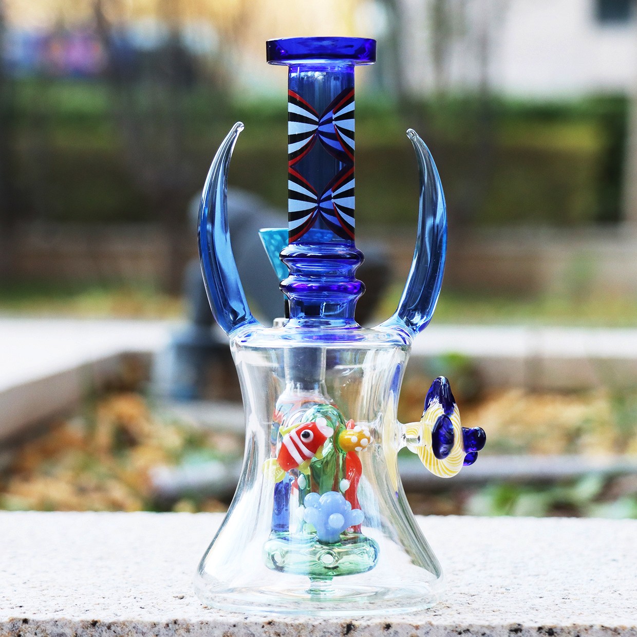 7IN Glass Bong and Water Pipes Tobacco Smoking Perc Bongs W/ 14mm glass bowl