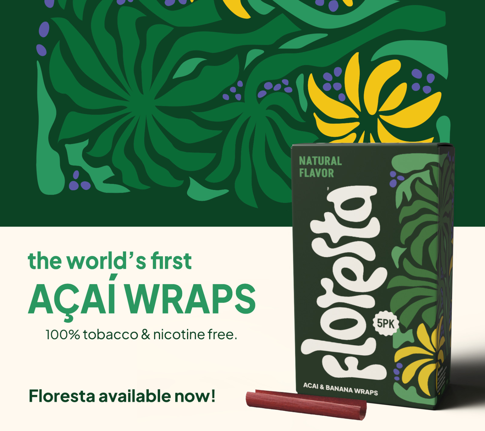 Floresta Acai Wraps – Strawberry Blackberry Banana + Acai Blend Wraps. Pack of 5