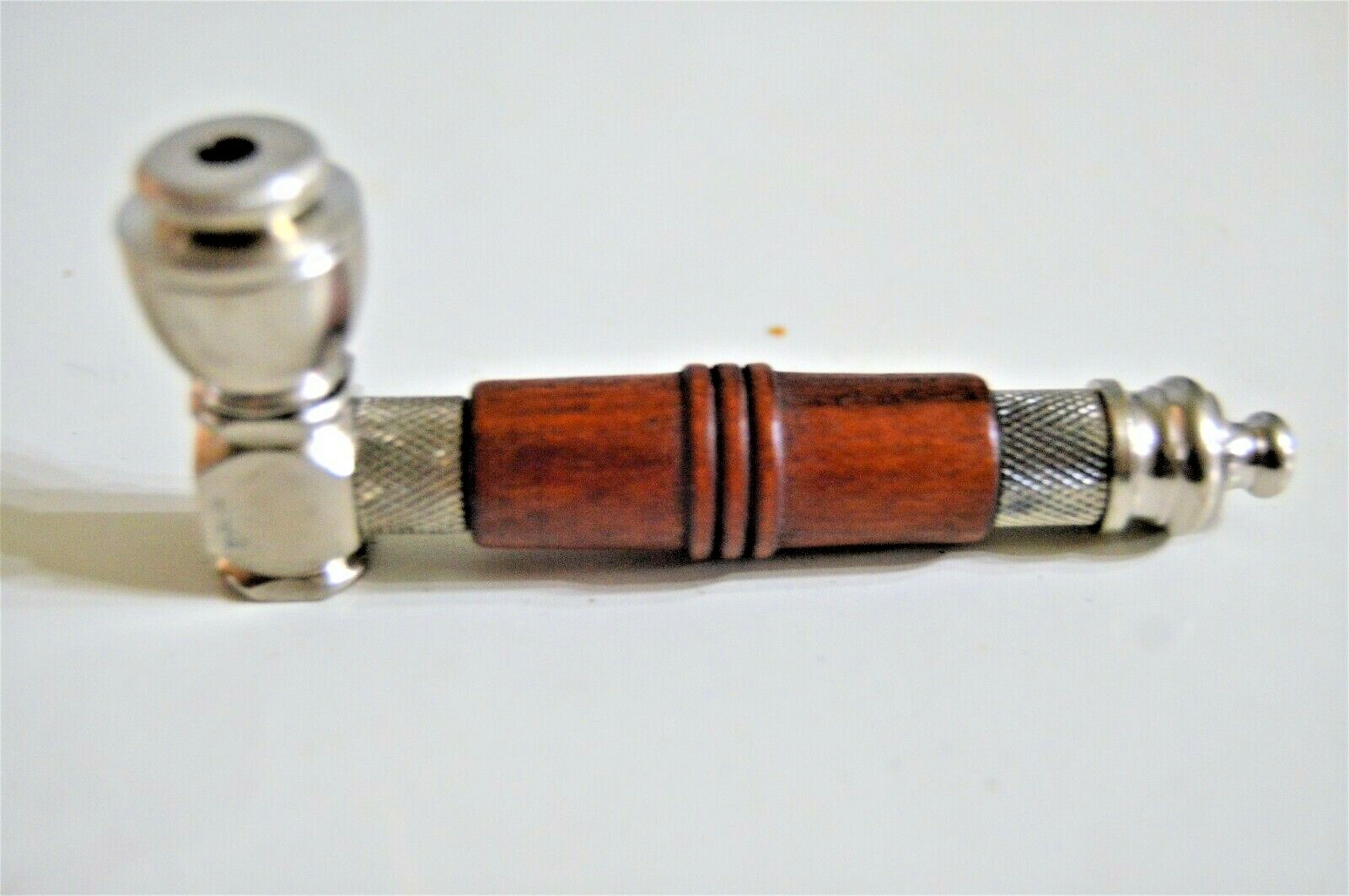 Wood Handcrafted Tobacco Smoking Pipe w/Lid Tobacciana Metal Brass Herb