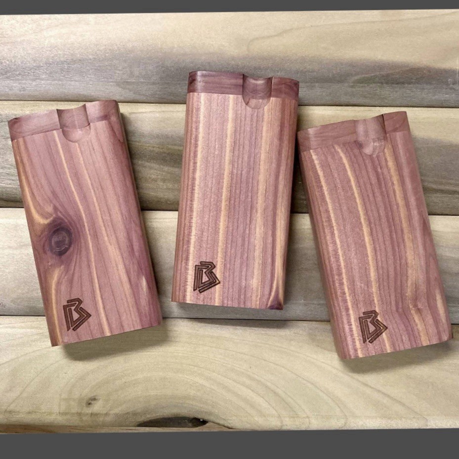 Aromatic Cedar Wood 4” Dugout Stash Box w One Hitter Pipe Set- Made In The USA
