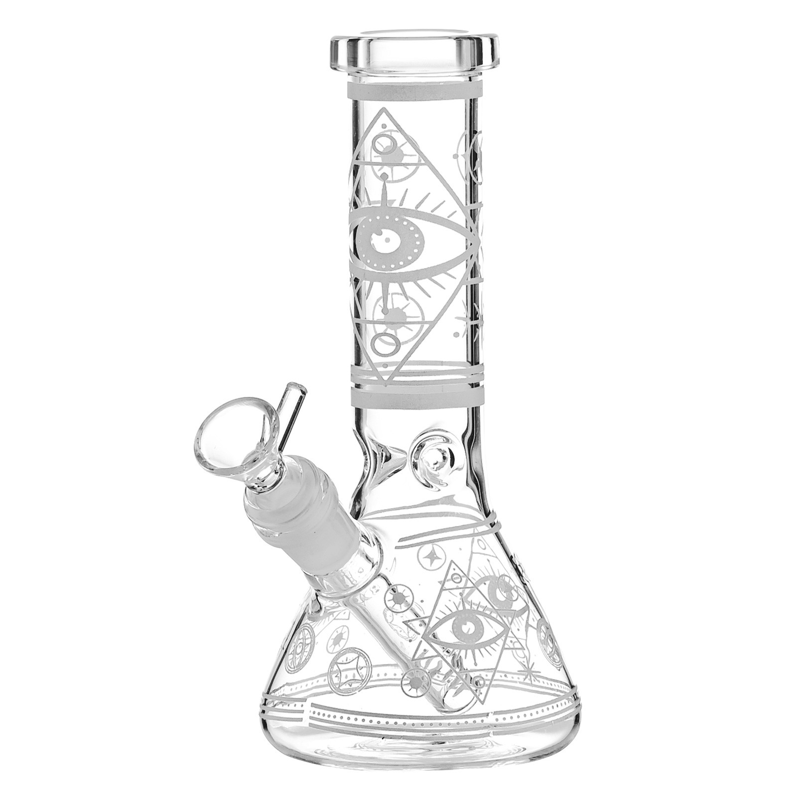 8″ Glow All-seeing Eye Glass Beaker Bong Thick Hookah Water Pipe + 14mm Bowl