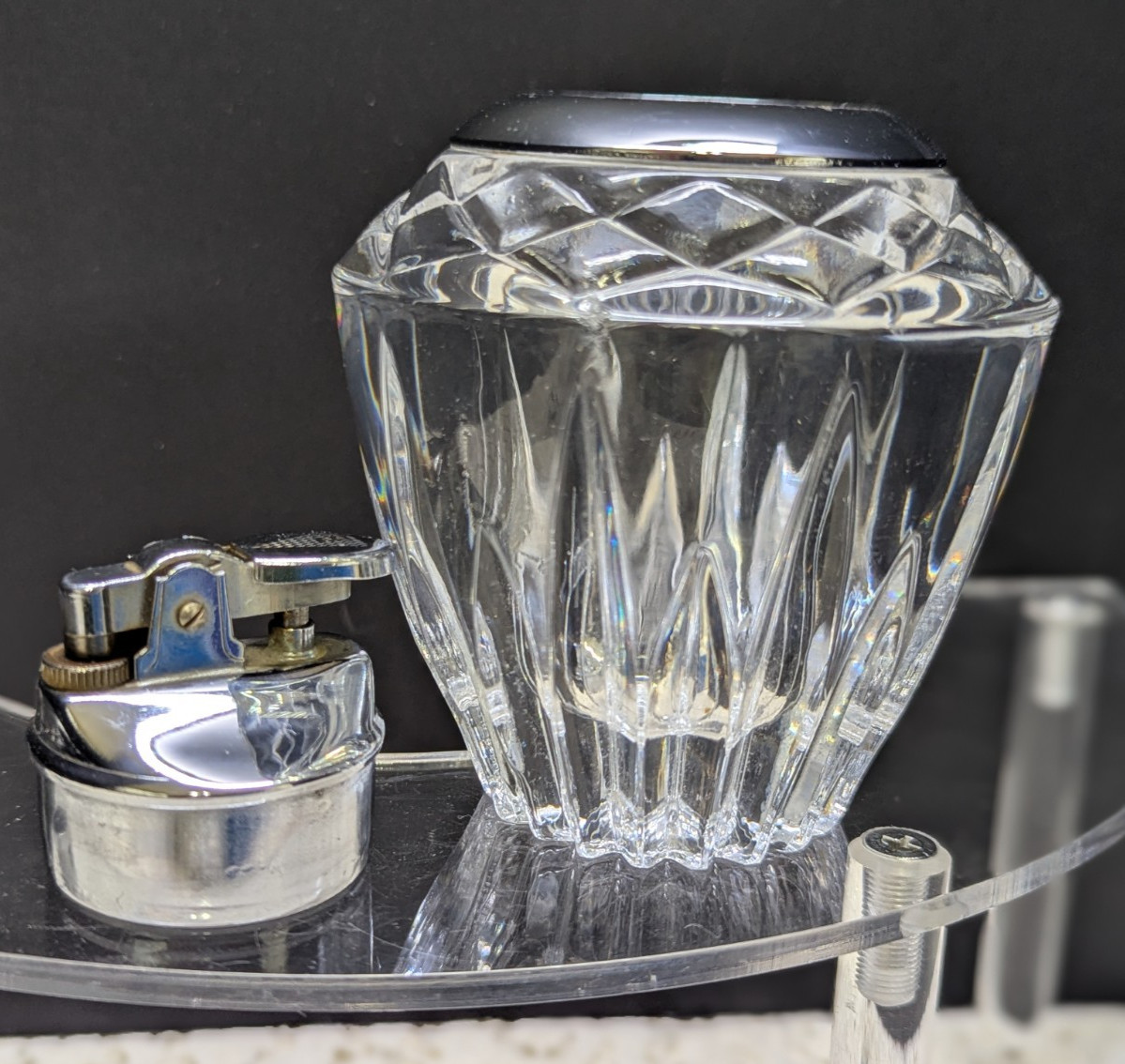 Princess House Highlights Lead Crystal Table Cigarette Lighter Vintage