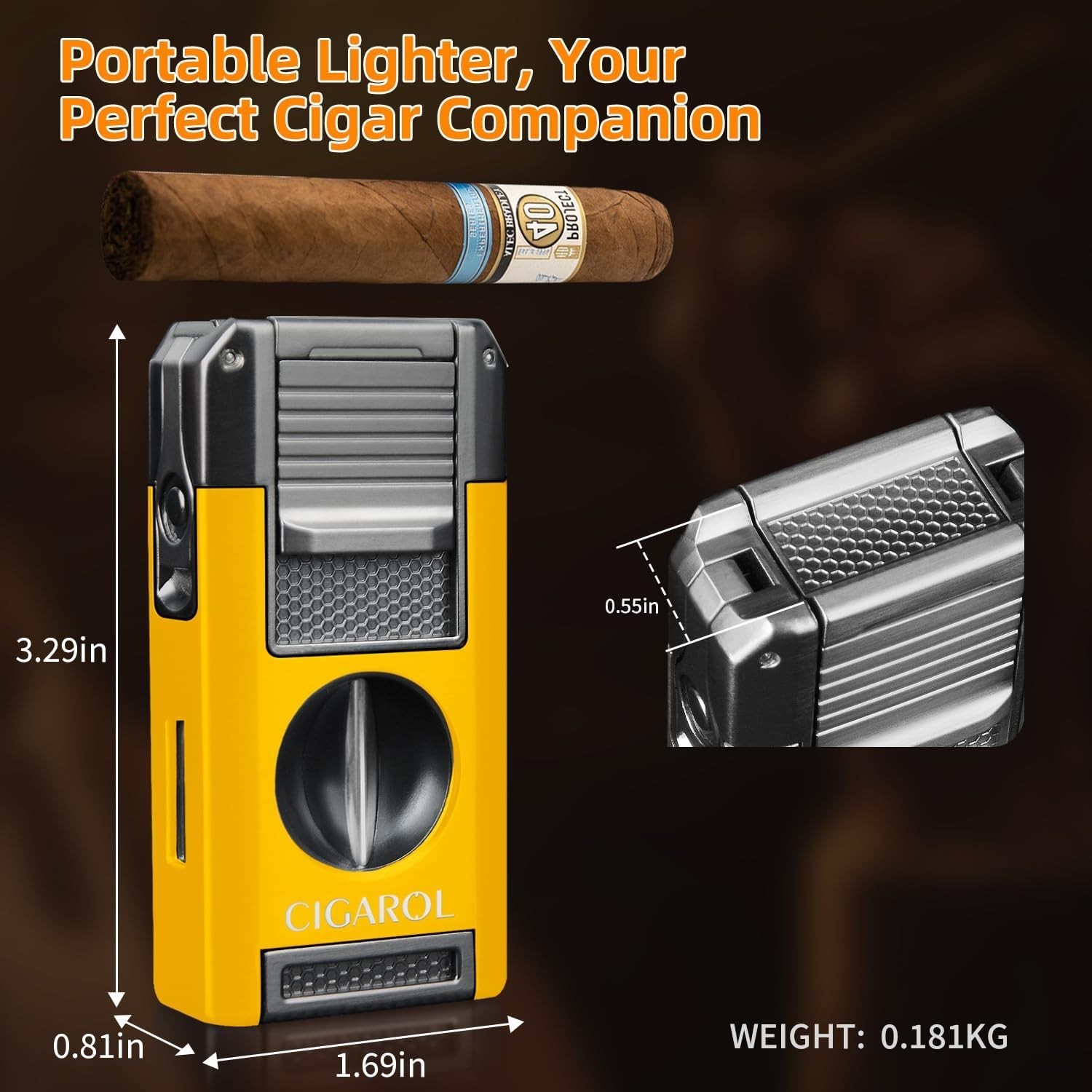 5-in-1 Torch Lighter, Cigar Lighter with Cutter Double Jet Flame, V Cutter, P…