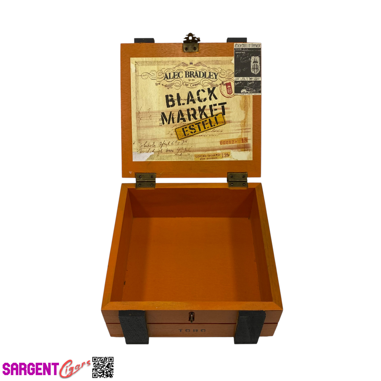 Alec Bradley Black Market Esteli Toro Empty Wooden Cigar Box 7×7.5×3.5