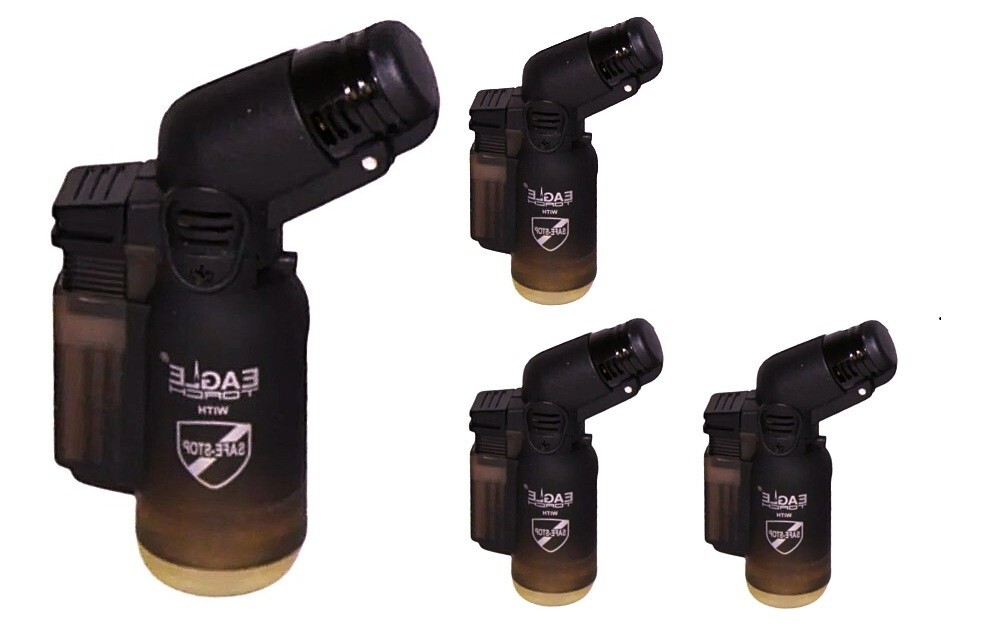 Eagle Torch Mini-Angle BLACK Torch Lighter Windproof Refillable 4-Count