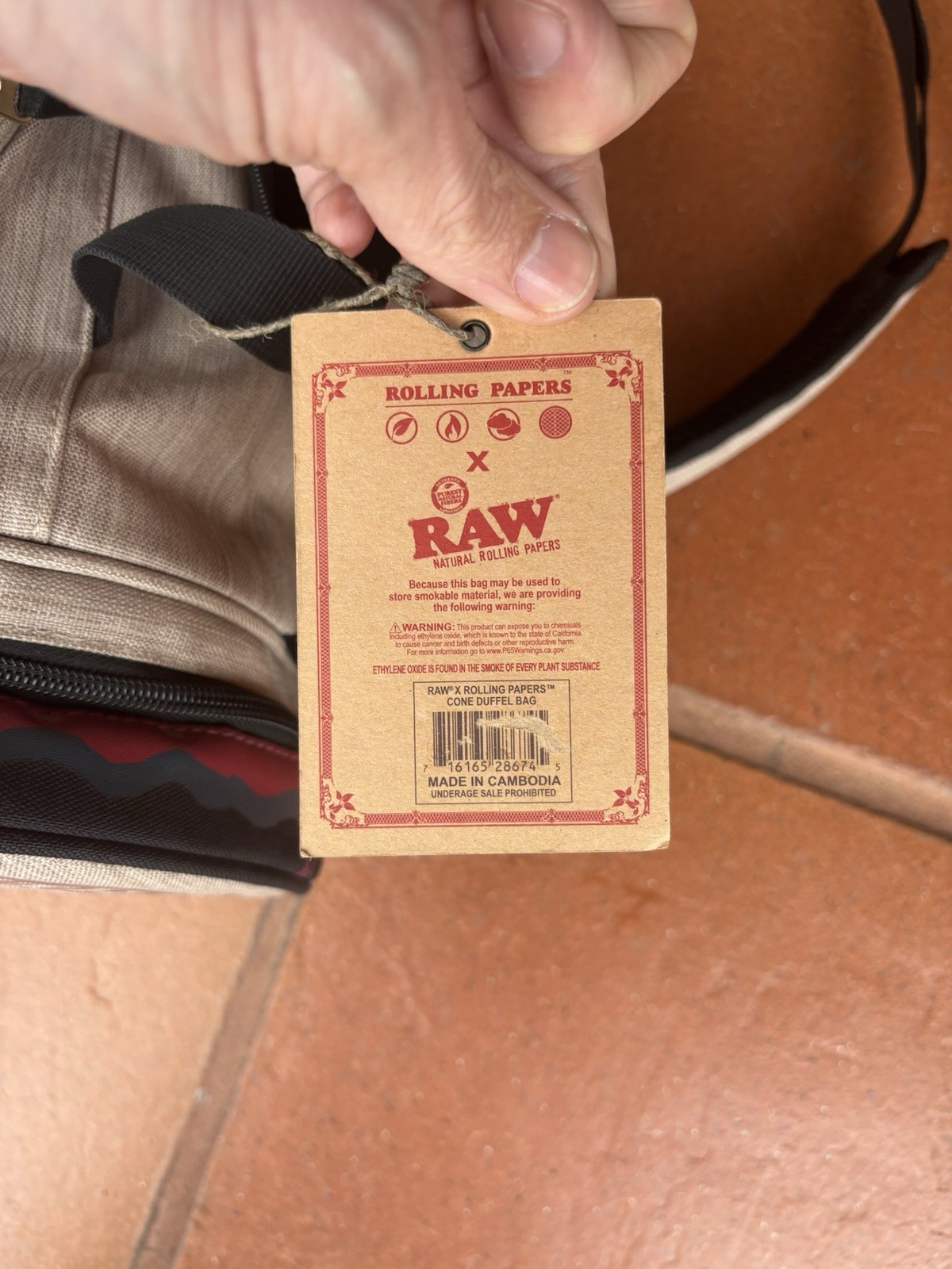 Raw Rolling Papers Cone Shaped Duffle Bag Shoulder Strap Backpack Joint Shaped