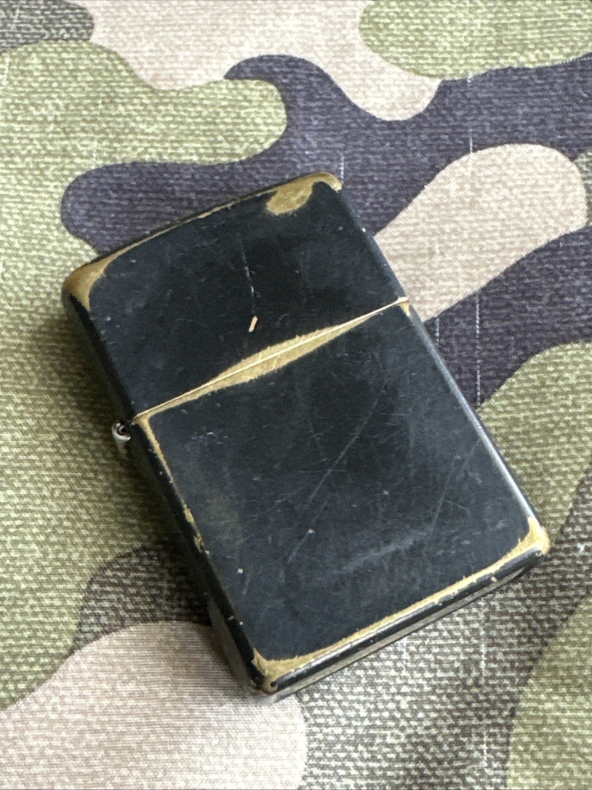 2014 Zippo Lighter – Black Matte With Exposed Brass – Distressed