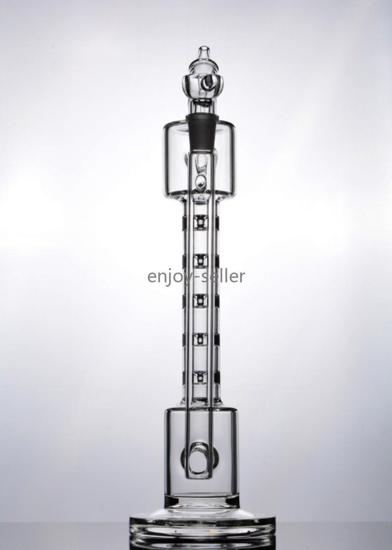slender Retro Perc Glass Water Pipe bong Sidecar Hookah recycle Smoking Rig 14mm