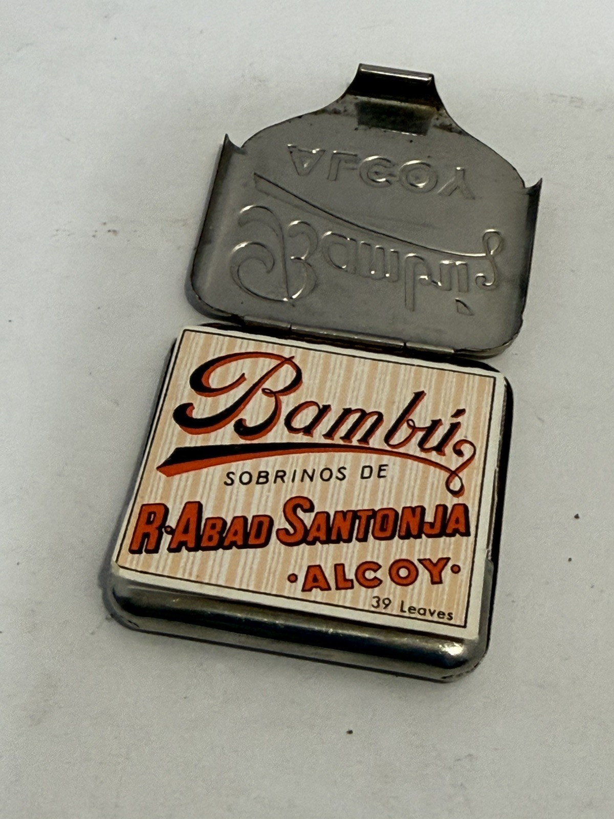 VINTAGE BAMBU ALCOY METAL CASE FRENCH SQUARE ROLLING PAPERS MODIANO BAMBU CLUB