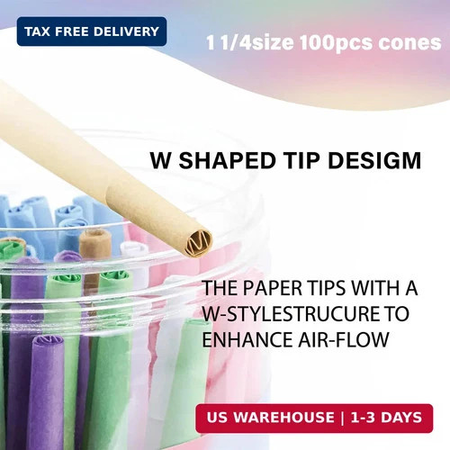100 PACK Colorful Pre Rolled Cones| King Size Rolling Paper Cone with Loader …