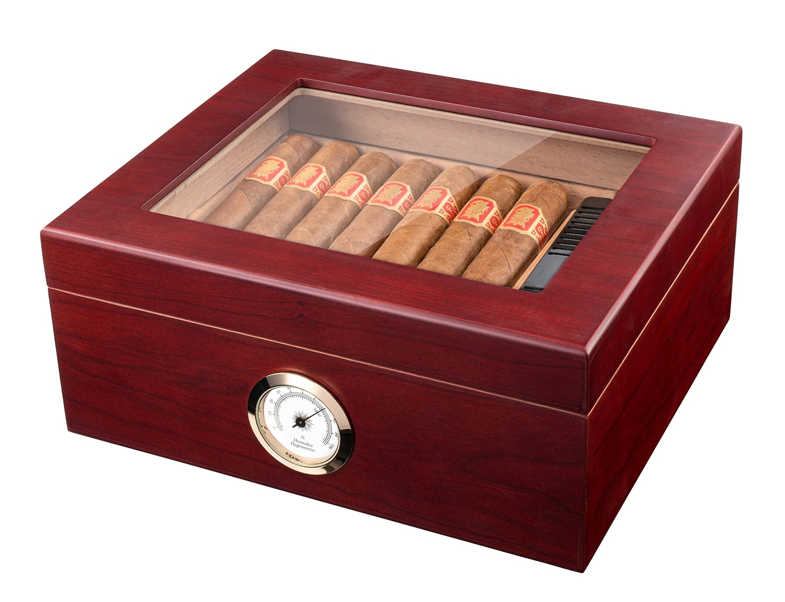 Mantello Cigars Humidor, Glass-Top Cigar Humidors, Humidor Box for 25-50 Ciga…