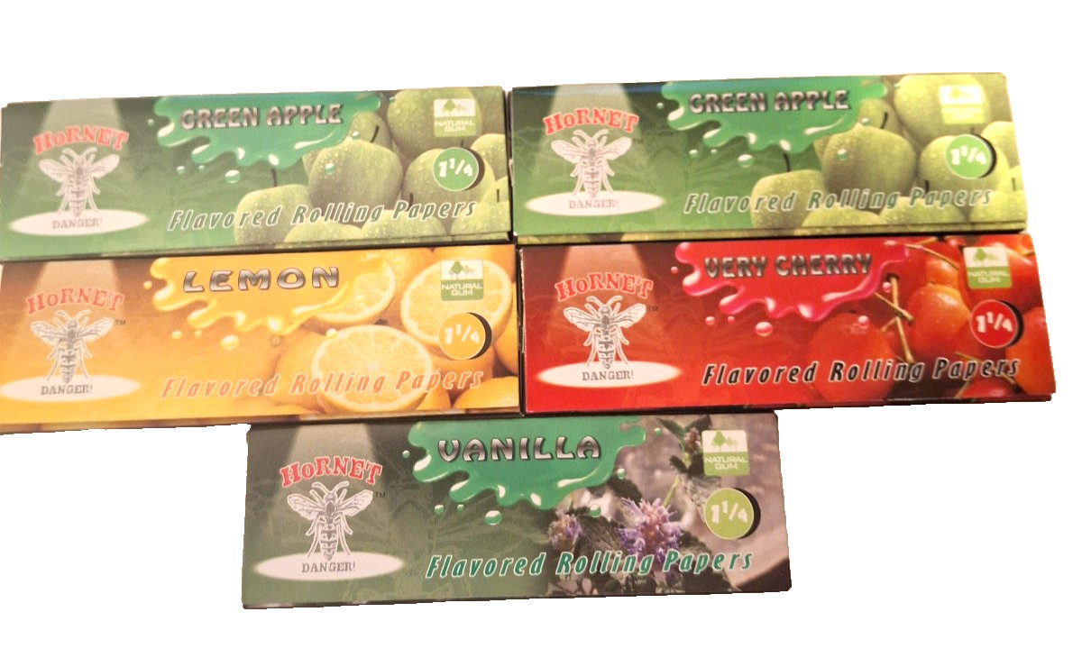 Rolling Papers Flavored Hornet Brand 1 1/4 50 Leaves-5 Packs-Assorted as Shown 3