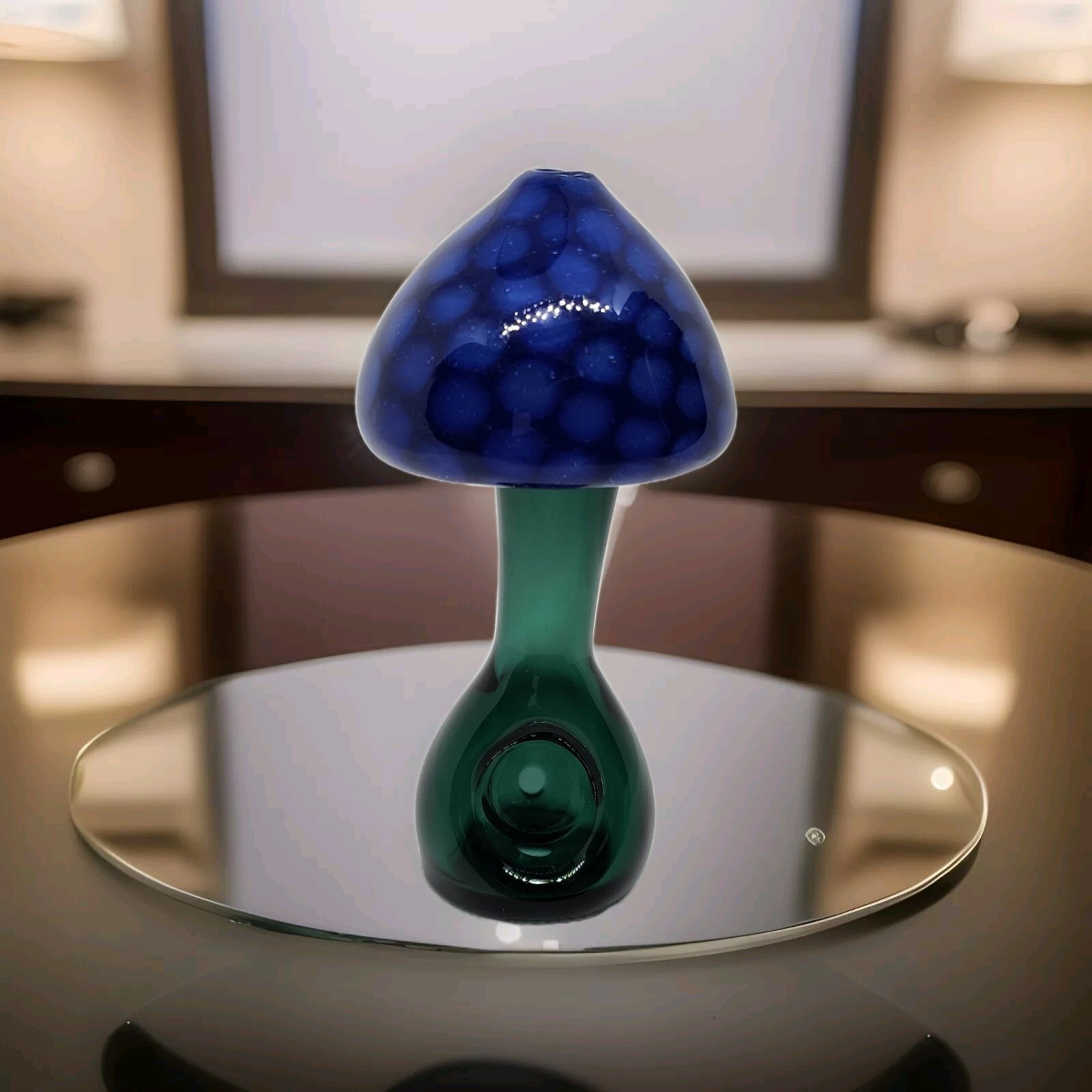 Large Mushroom Tobacco Spoon Pipe Blue And Green