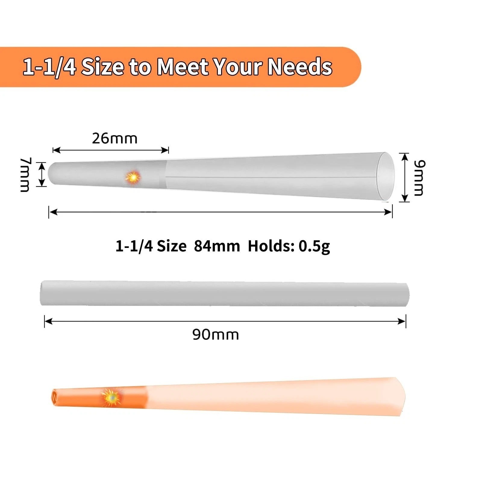 1 1/4 Size Flavored Pre-Rolled Cones 30 Pack Yellow Rolling Papers W Logo NEW