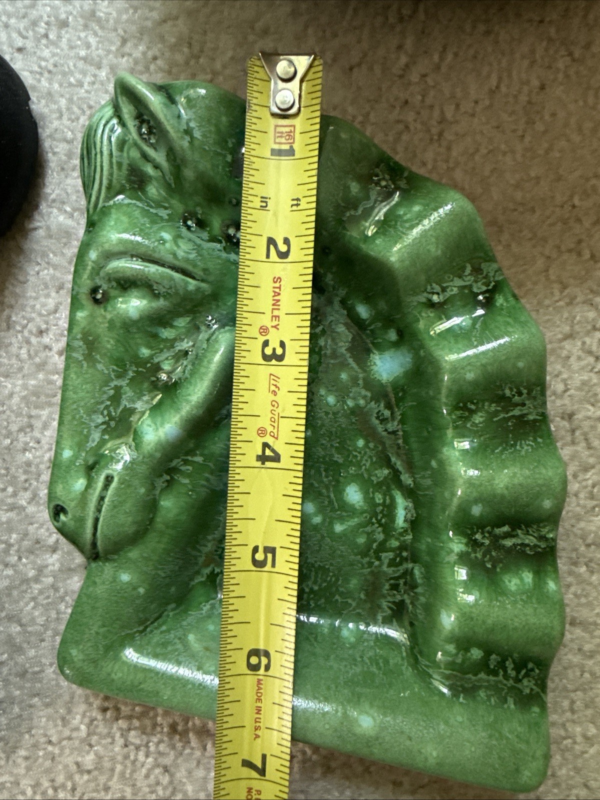 Vintage MCM Ashtray Trinket Trojan Horse Head Ceramic Green Tones