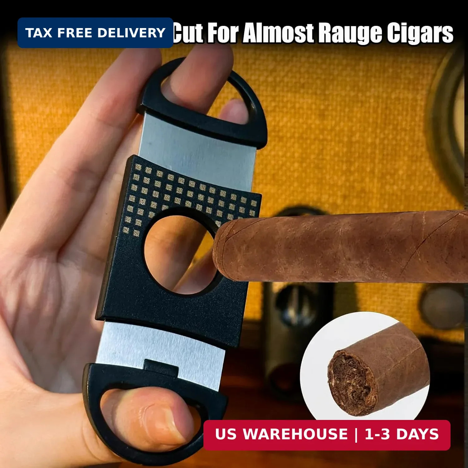 Cigar Cutter Set V Cutter Straight Cutter Punch Portable Travel Cigar Tools