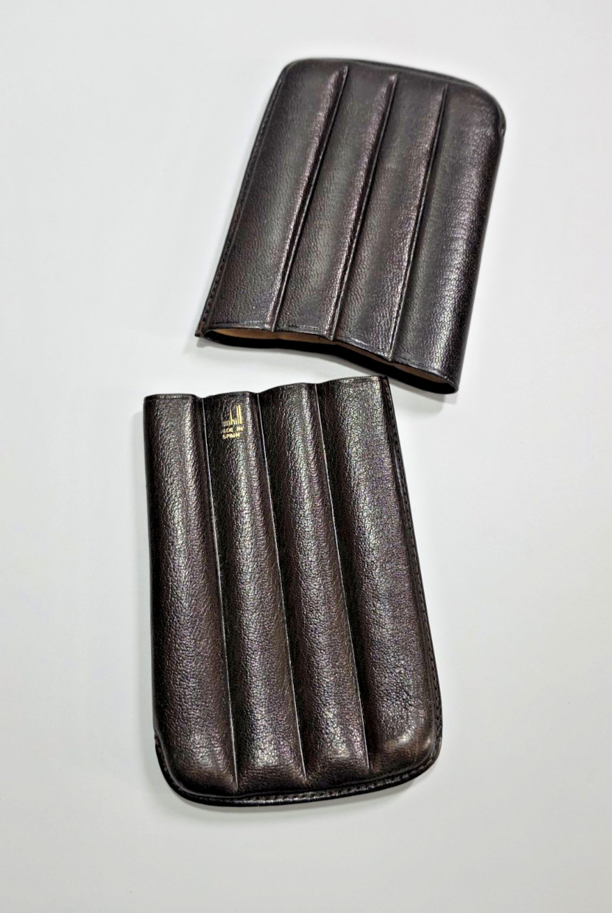Leather Cigar Case DUNHILL Spain Brown Adjustable & Holds 4 Cigars