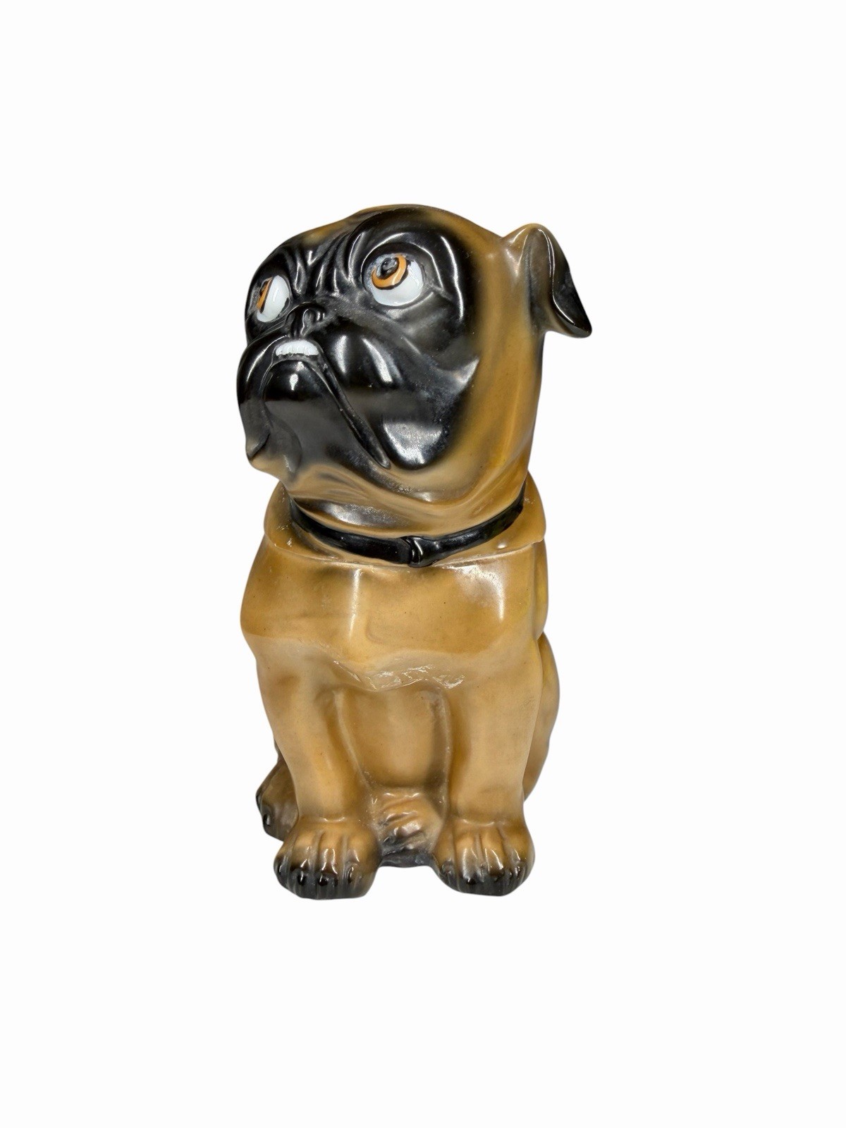 Antique Figural Pug Dog Tobacco Jar German Porcelain RARE