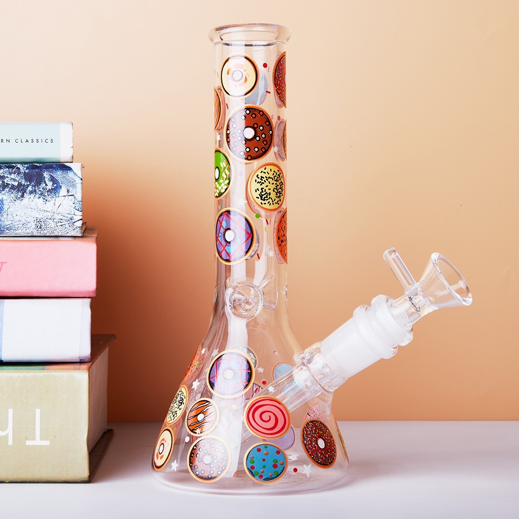 7.8″ Donut Fluorescent Glass Bong Glass Water Pipe Smoking Tobacco Beaker 14MM