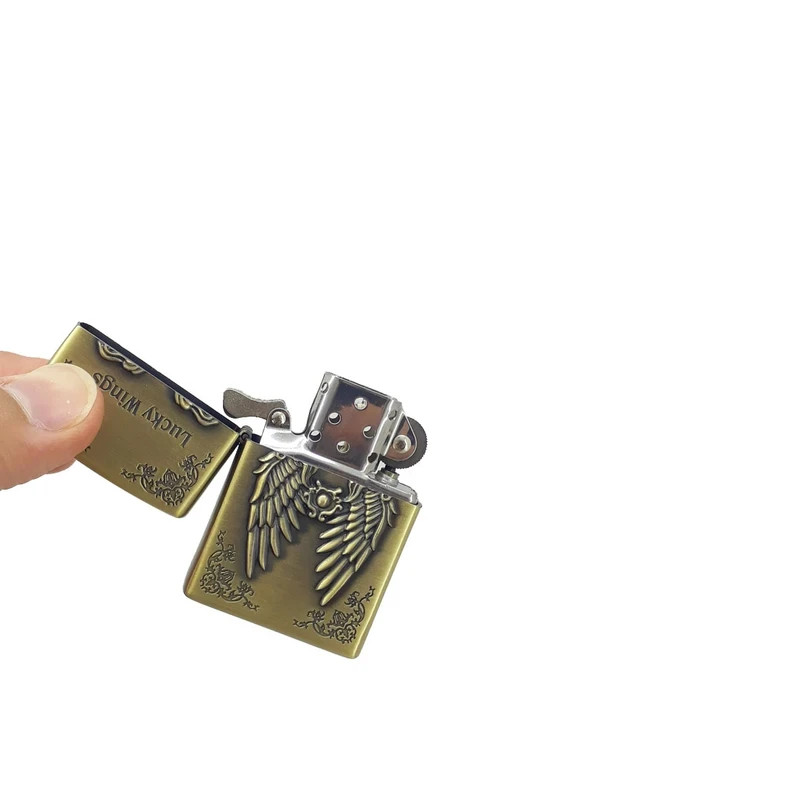 Lucky Wings Vintage Lighter Zipper stylish Windproof Torch Cigar Lighter Retro