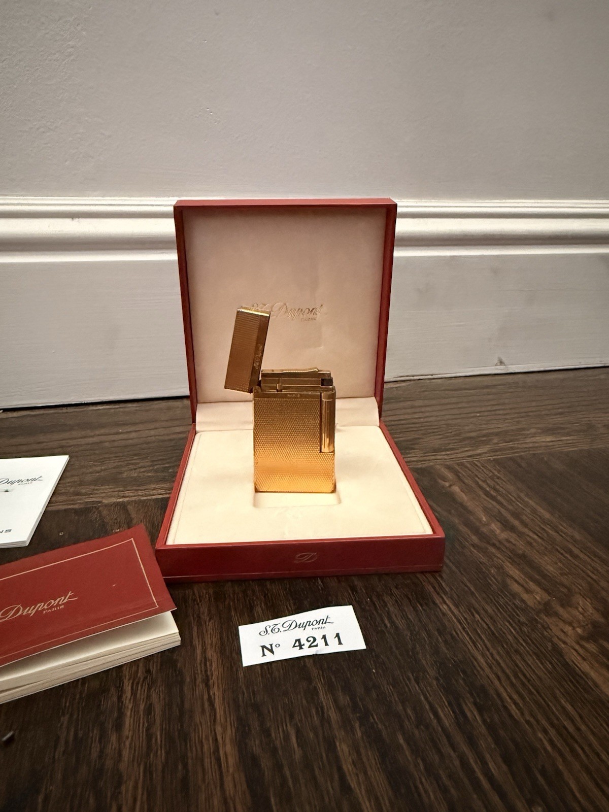 Vintage S.T. Dupont Ligne 2 Gold Diamond Head Lighter – Full Set – LOUD PING