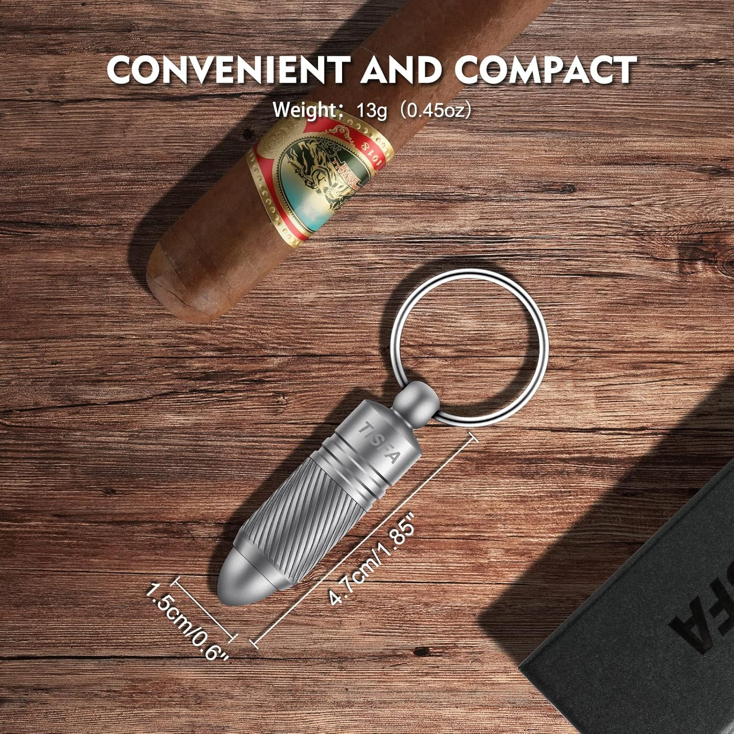 TISFA Cigar Punch Cutter Cigar Hole Opener Portable Screw Out Stainless Steel Pu