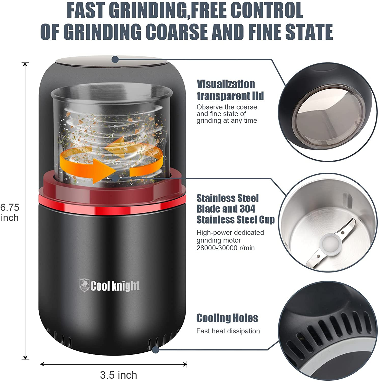 Herb Grinder [Large Capacity/Fast/Electric ]-Spice Herb Coffee Grinder with Poll