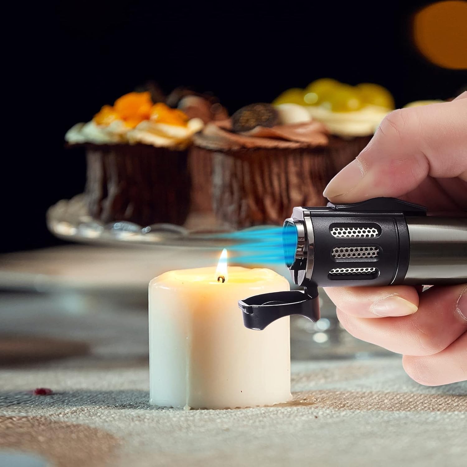 2 Pack Torch Lighter Triple 3 Jet Flame Butane Gas Lighter Refillable Jet Torch