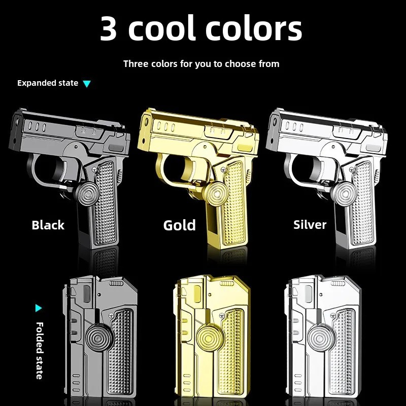 Folding Double Folding Decompression Gyro Gun Lighter Red Flame Torch Lighter