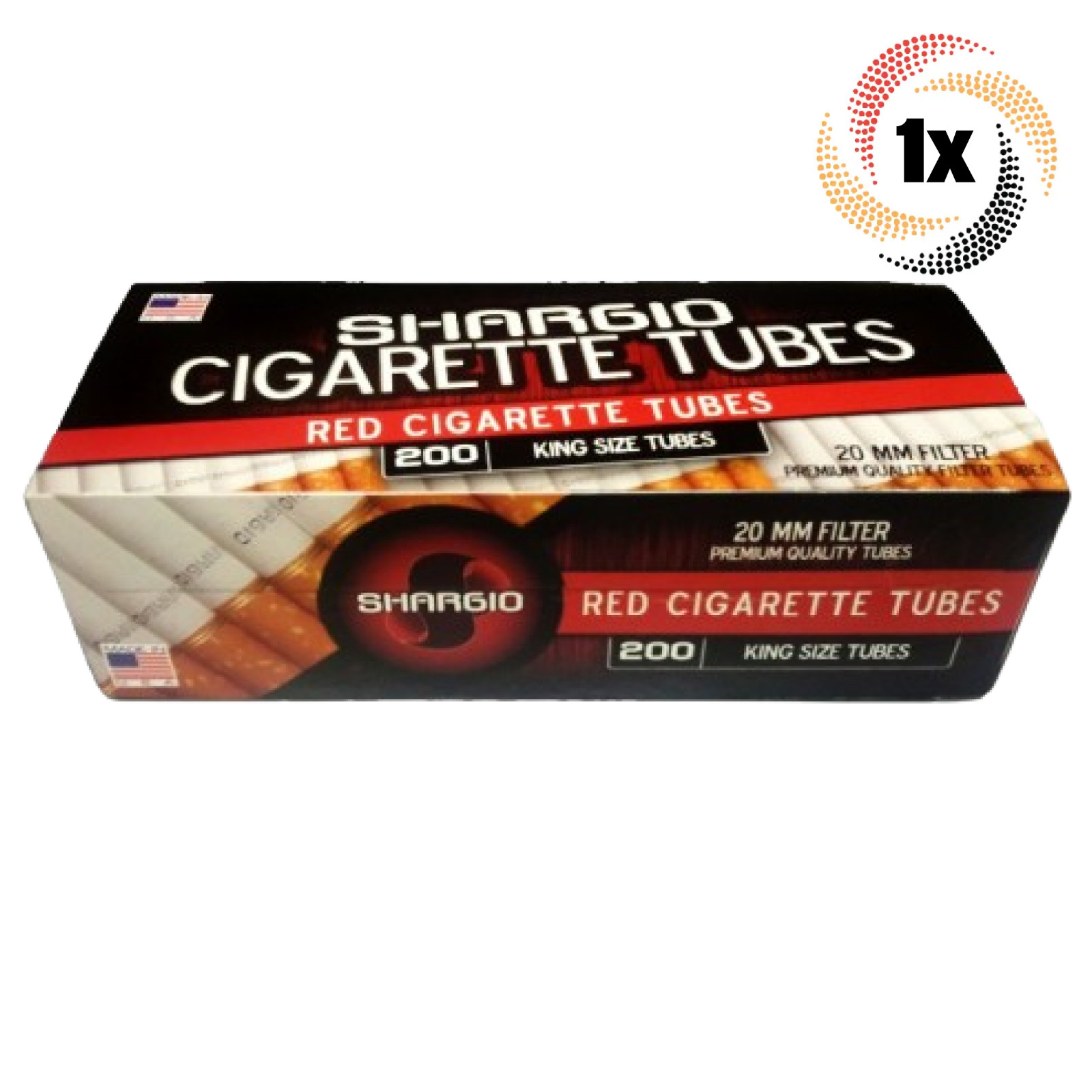 1x Box Shargio Red Full Flavor King Size ( 200 Tubes ) Cigarette Tobacco RYO