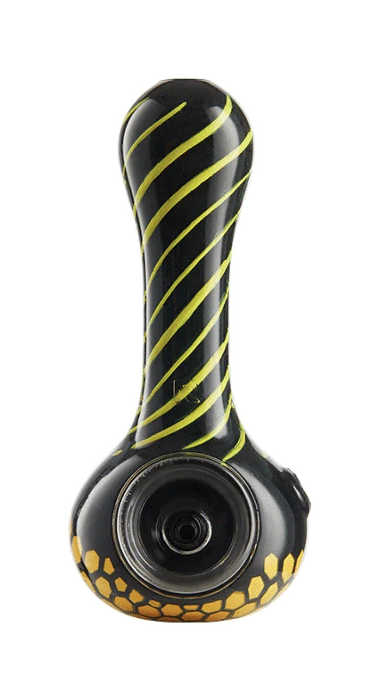 Eyce Hand Pipe – Silicone Oraflex Honeycomb Design – Black and Yellow – 4.25”