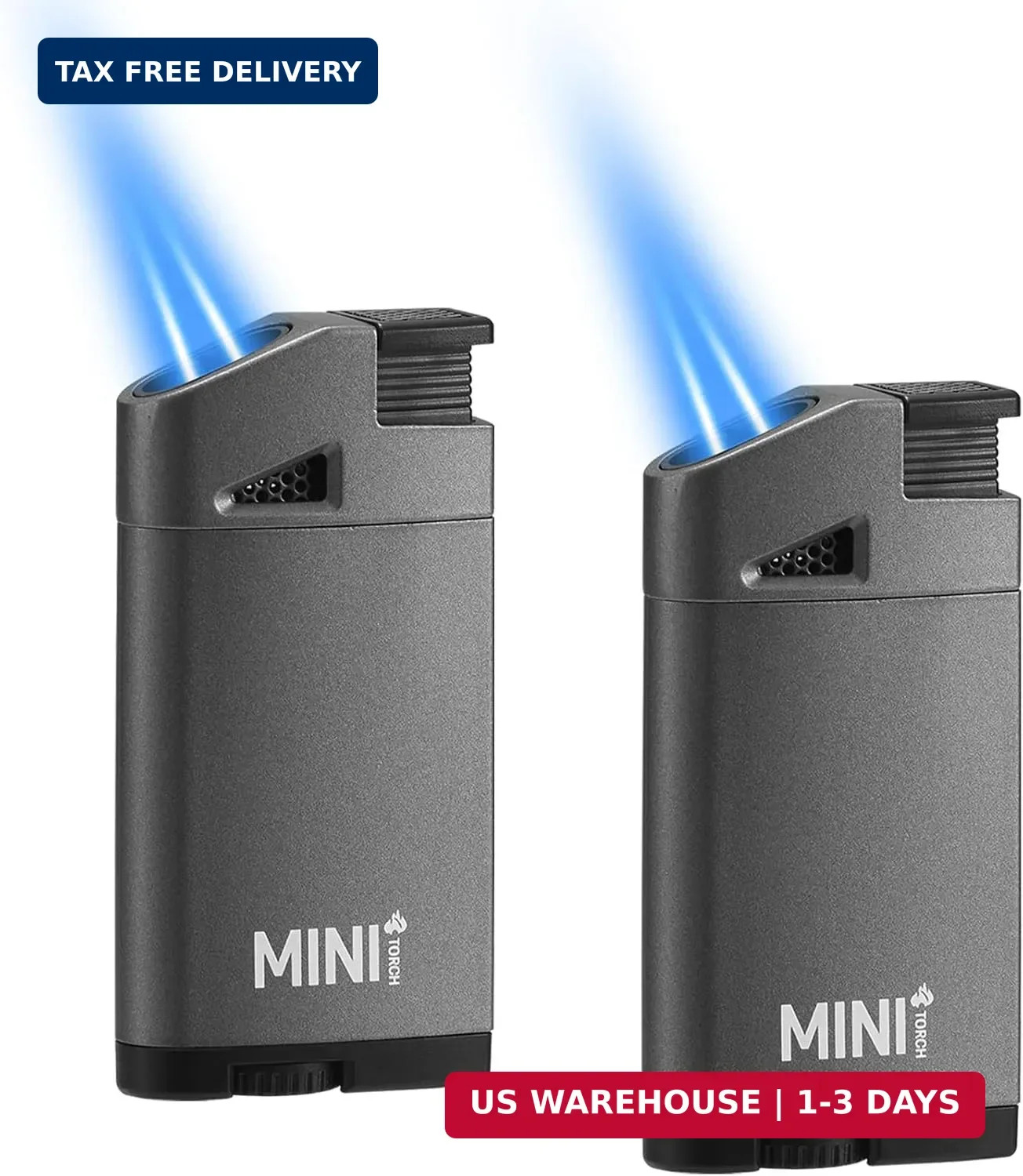 Mini Double Torch Lighter, 2 Pack Butane Pocket Lighter,Windproof Adjustable and