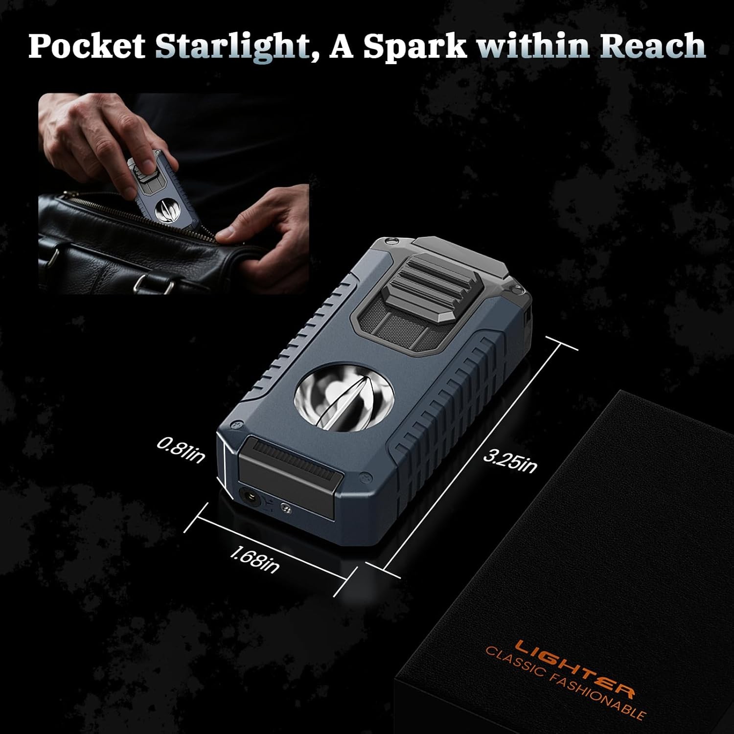 All-in-One Cigar Torch Lighter with V Cigar Cutter,Holder,Jet Flame Christmas Gi