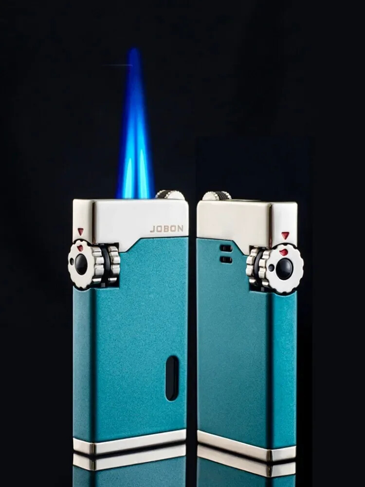 JOBON Windproof Inflatable Turbo Lighter Double Fire Blue Flame Gift Men Women