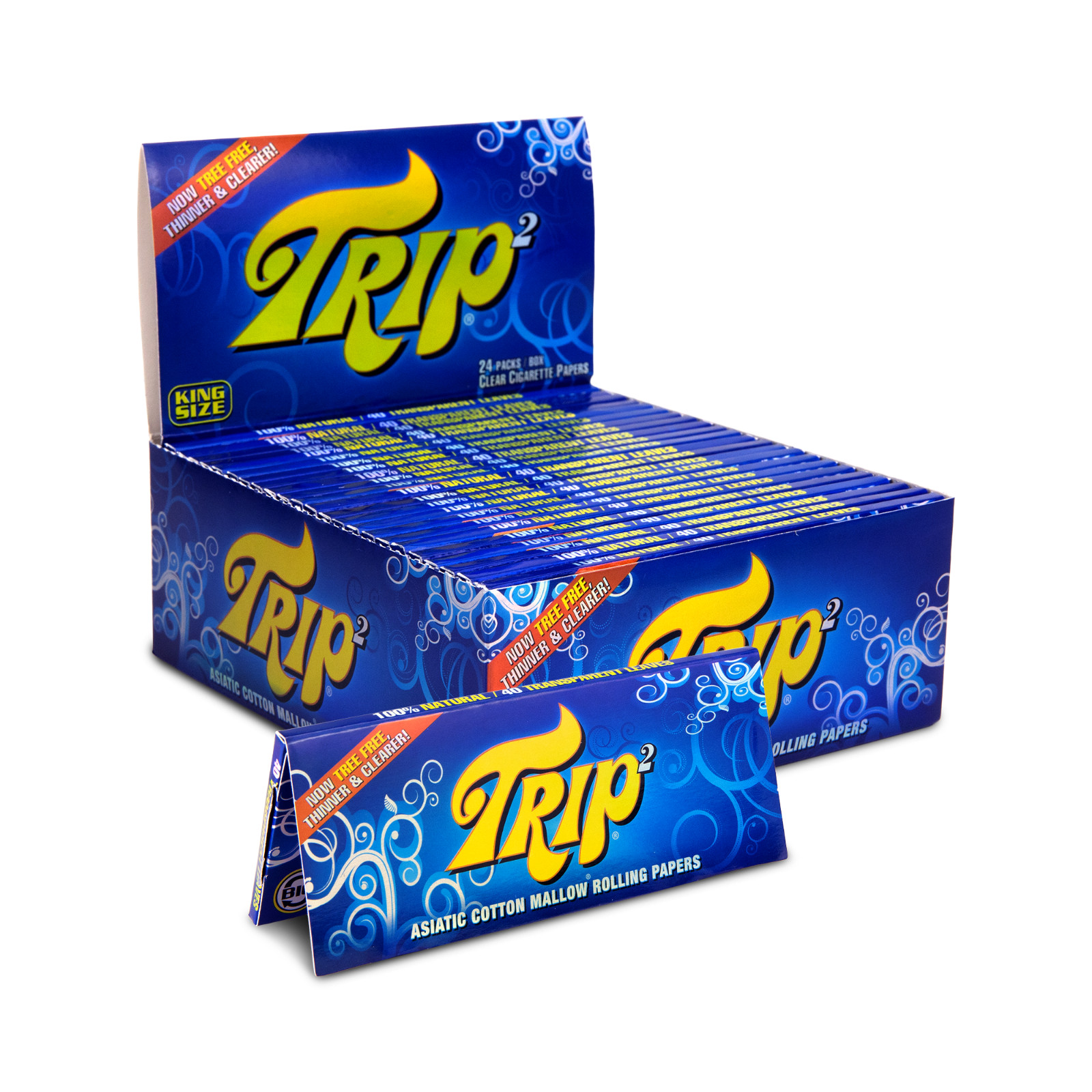 TRIP 2 Clear Cellulose King Size Rolling Papers | 50 count pack | BOX 24 packs