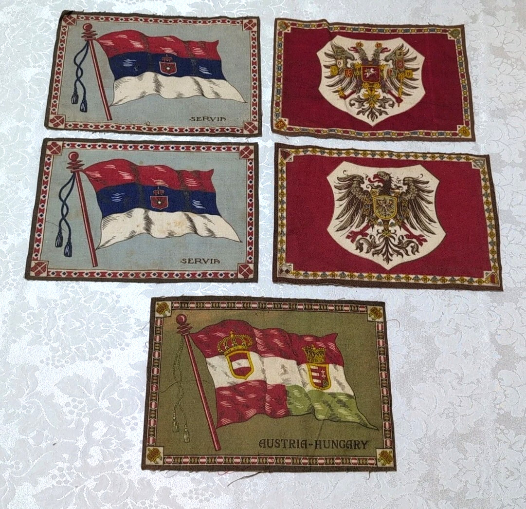 5 Vintage Large Cigar Box Felt Flags