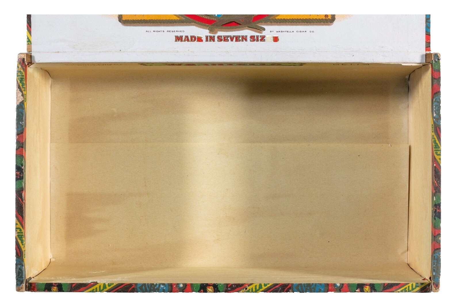 Rare 1920s “Washtella” cedar 50 cigar box is in very good condition