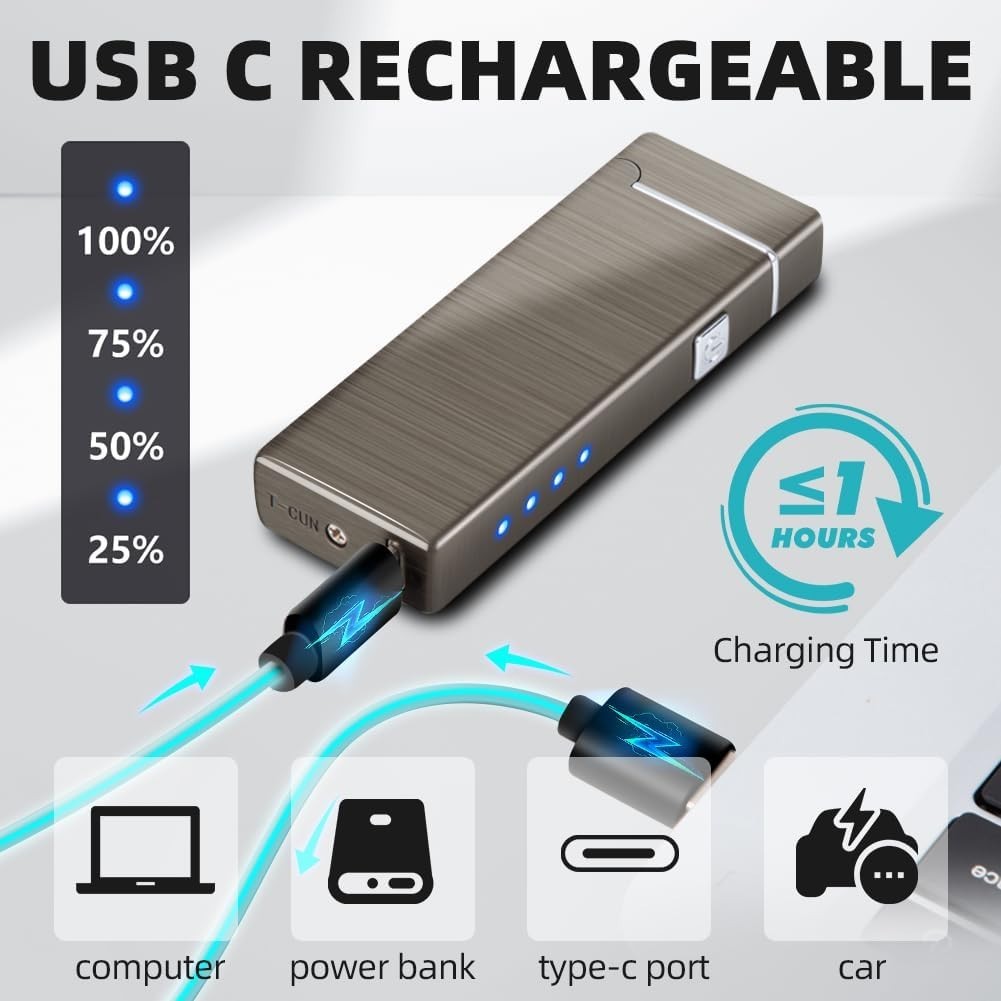 Durable Electric Lighter with Battery Indicator – Ideal for Camping & Gifting