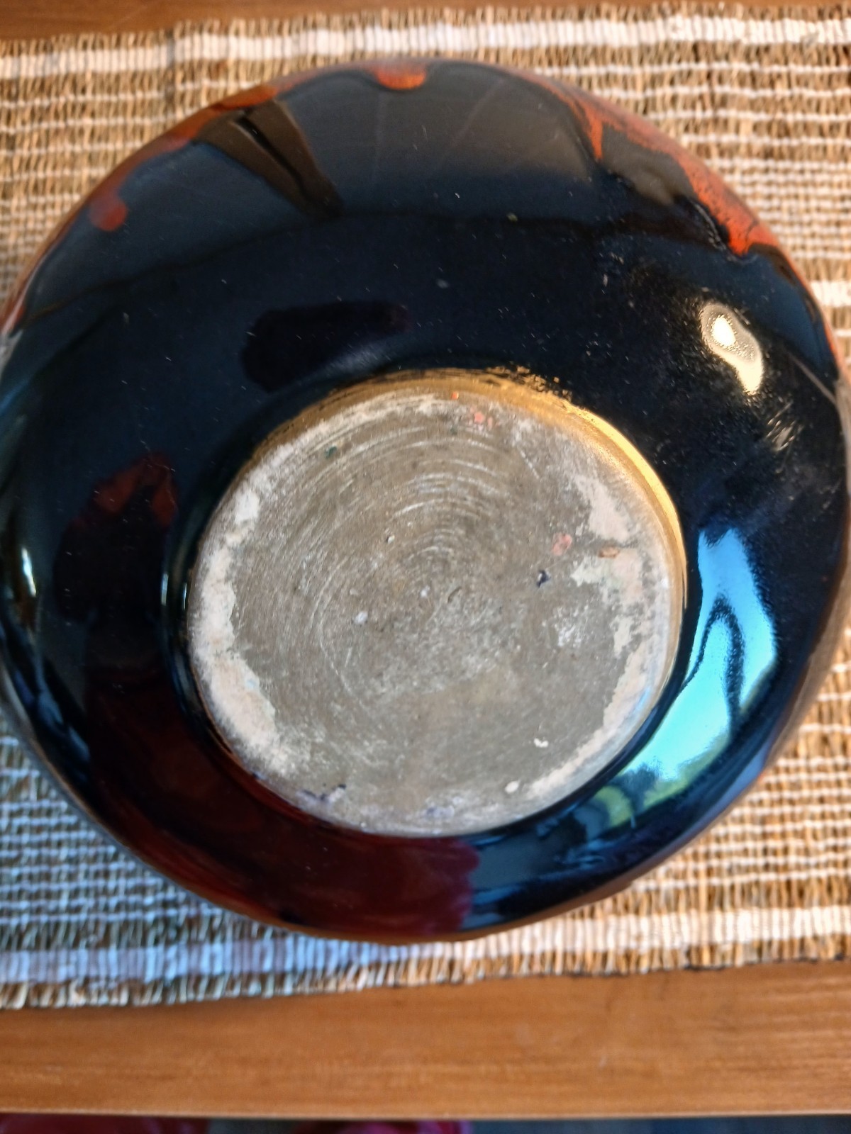Vintage MCM Ceramic Hanging Swag Ashtray – Psychedelic Lava Drip Glaze