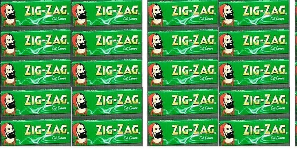 20x Zig Zag Green Cut Corners Rolling Papers Only.60/Pack Fast USA Shipped