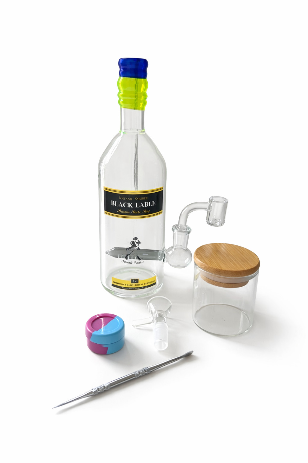 Black Lable Glass Water Pipe Kit w/ Case Oil Herb Attachments Full Set USA