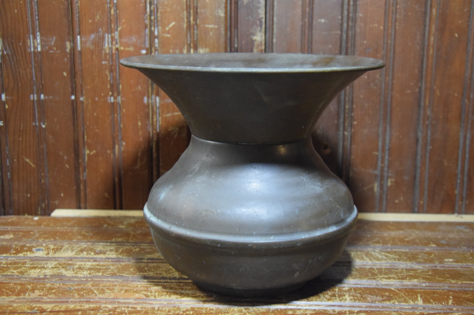 BRASS METAL SPITOON RAILROAD 1930s VINTAGE BAR WESTERN SALOON CHEWING TOBACCO