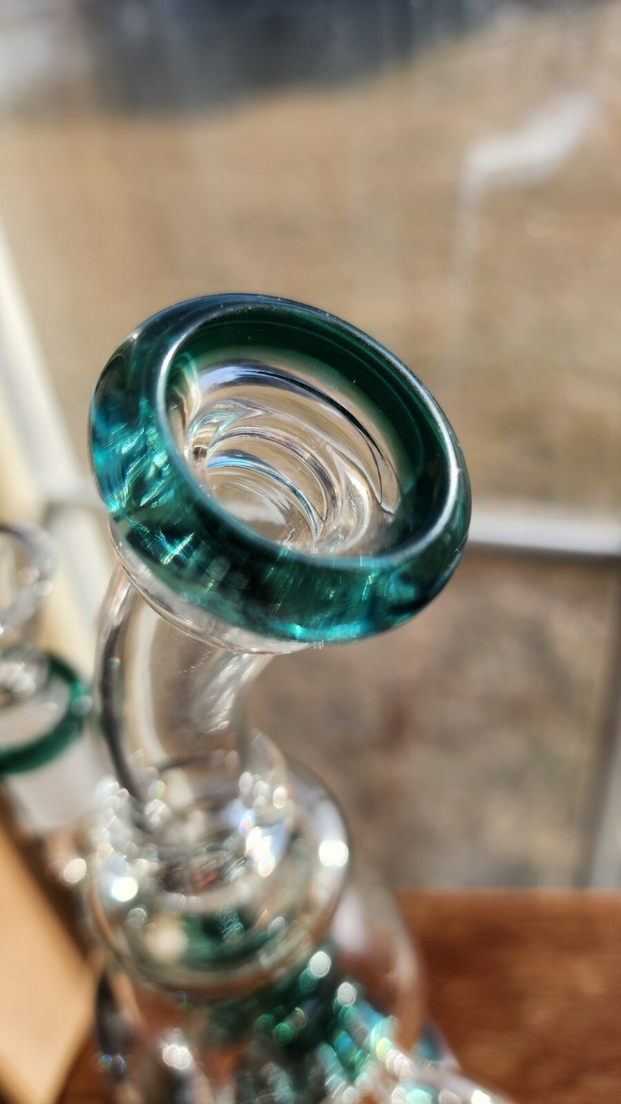 Coil Design Borosilicate Water Pipe With 14mm Bowl – New – 8.5 In. – Teal