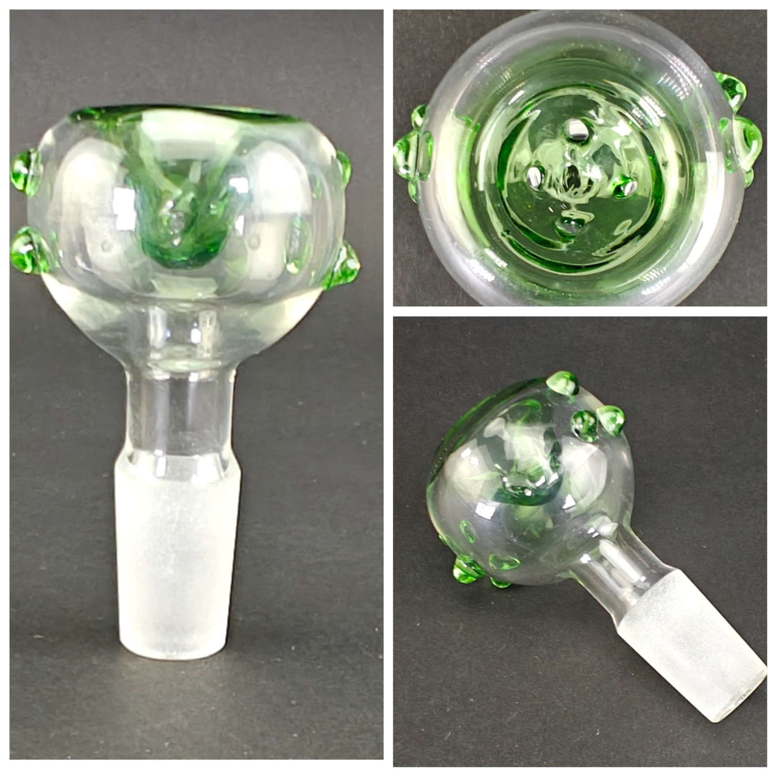 14mm Glass slide bowl replacement – male joint – Green – multi-hole filter