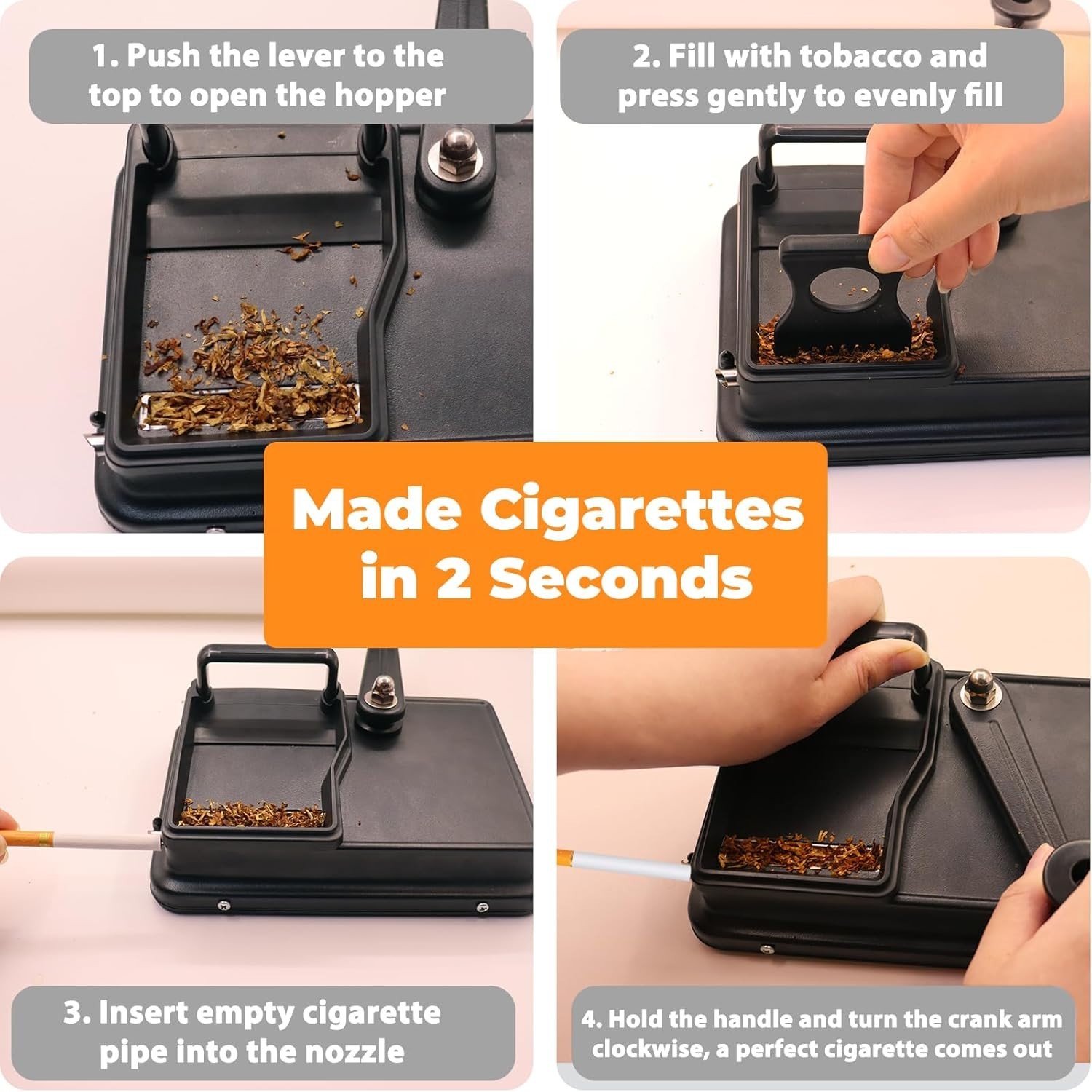 Cigarette Rolling Machine, Tobacco Hand Operation Injector Maker Roll Your Own C