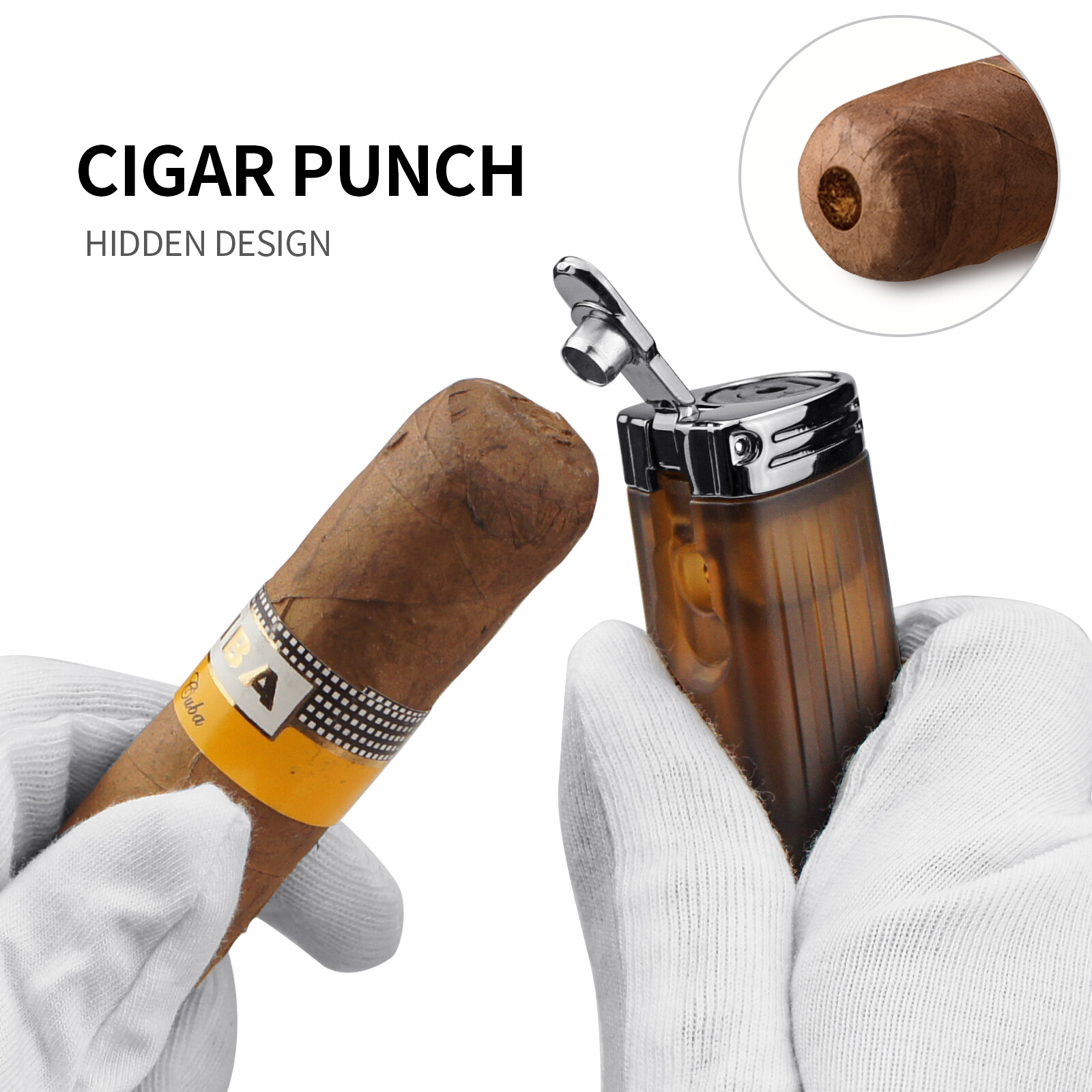 3 Jet Flame Cigar Lighter Torch Lighter Triple with Cigar Punch Portable