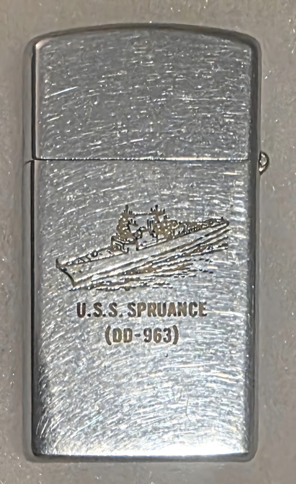 Vintage Metal Zippo, USS Spruance DD-963, Destroyer Ship, Navy, Command Lighter