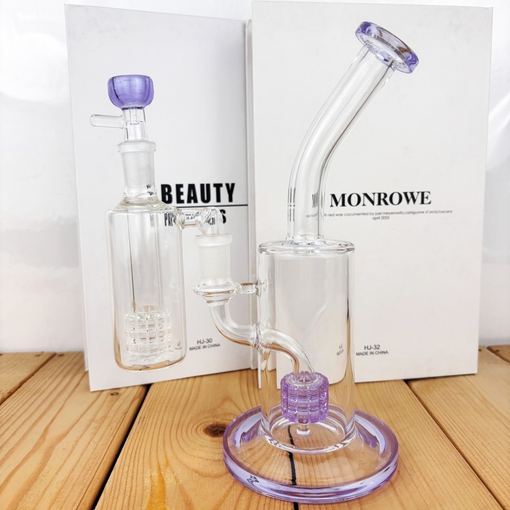 Purple Premium 9″ Thick Matrix Perc Glass Bong w/14mm 90° Ash Catcher USA Ship