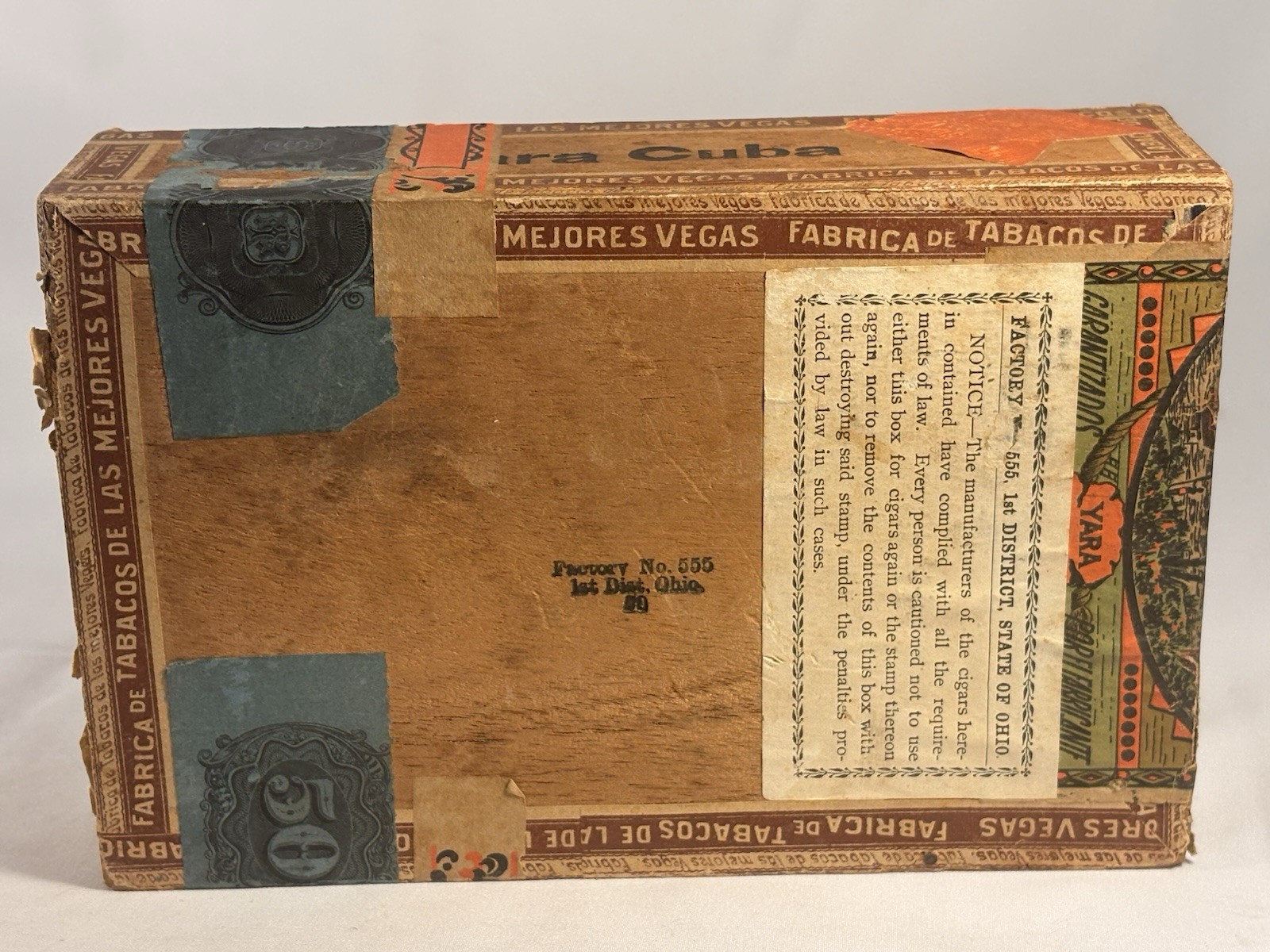 Antique Cigar Box Dayton Ohio Yara Cuba Pre Embargo Tax 1901 Ferneding Heymann