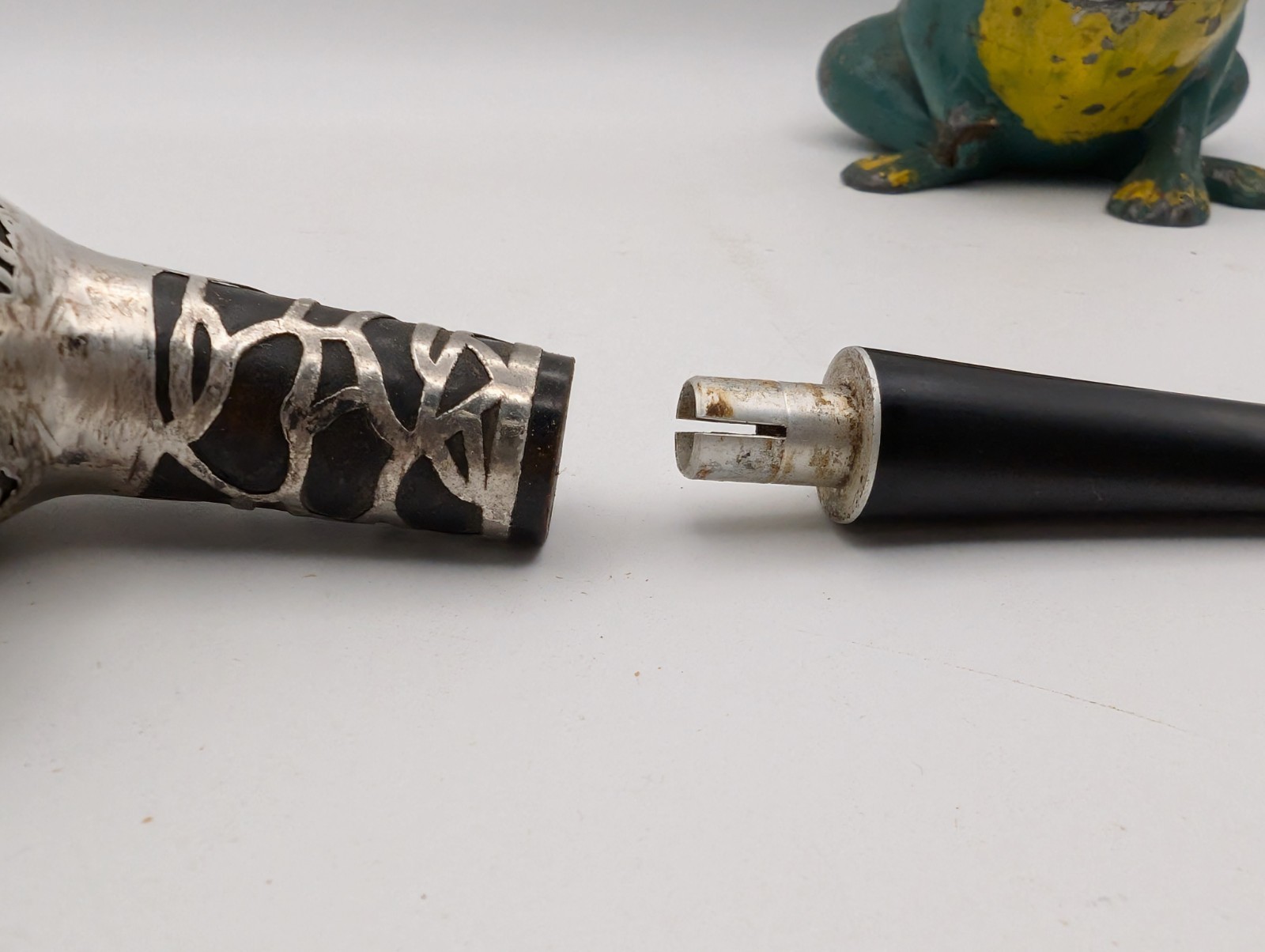 Vintage Medico Sterling Silver Plated Aztec Billiard Estate Tobacco Pipe